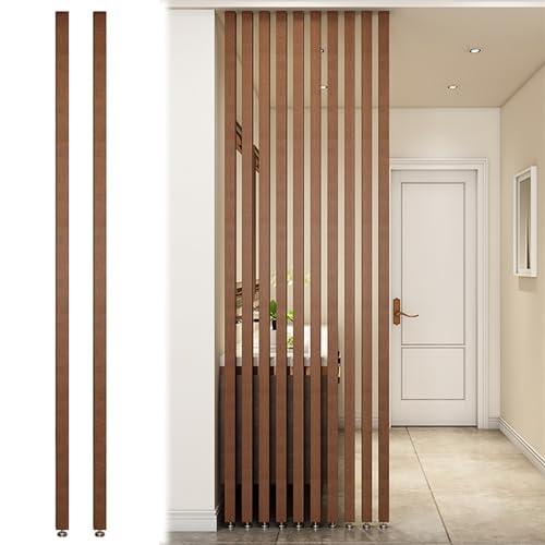 Paravent Raumteiler Innen Trennwand Raumtrenner Boden bis Decke Holzlatten - Paravent Trennwand Pfosten Wohnbereich Einfach Modern Eingang Restaurant Büro Hohle Deko-Säule ( Color : Wood 2Pcs , Size : von WAHHWF