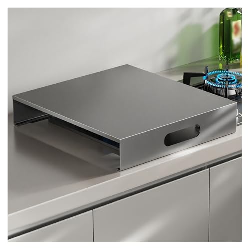 kochfeld abdeckung Abdeckplatte für Gasherde aus Metall und Kohlenstoffstahl, halbgeschlossene Herdschutzabdeckung, multifunktionale, abgedeckte Regaleinheit(Gray,40x50x7cm/15.7x19.7x2.8in) von WAHHWF