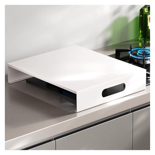 kochfeld abdeckung Abdeckplatte für Gasherde aus Metall und Kohlenstoffstahl, halbgeschlossene Herdschutzabdeckung, multifunktionale, abgedeckte Regaleinheit(White,35x45x7cm/13.8x17.7x2.8in) von WAHHWF