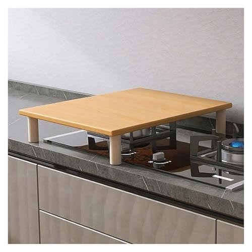 kochfeld abdeckung Gasherdabdeckung aus Massivholz, tragbare Einzel-/Doppelkochplatte, Küchenlagerregal mit Beinen für Gasherde und Induktionsherde(Natural,40x30x9.6cm/15.7x11.8x3.8in) von WAHHWF