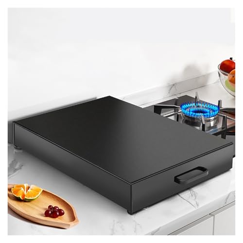 kochfeld abdeckung Vollständig geschlossene Gasherd-Abdeckplatte, Gasherd-Abdeckplatte mit Griffen, schwarze Gasofen-Multifunktionsschutzabdeckung für die Küche(35x40x7cm/13.8x15.7x2.8in) von WAHHWF