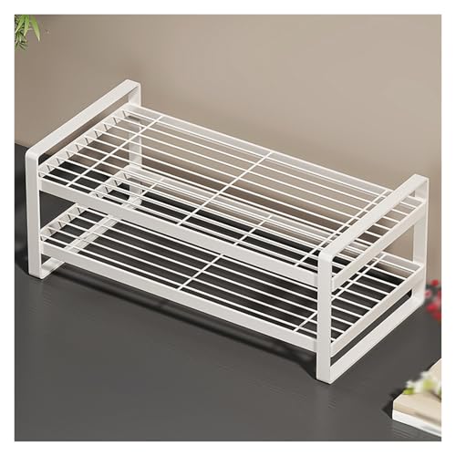 kochfeld abdeckung Zweistöckiges Metallregal, Herdhalterung zum Abstellen von Kochgeschirr, schwarz-weiß, am Schreibtisch montierbarer Kühlständer für Küche, Notebook(White,L 40cm/15.7in) von WAHHWF