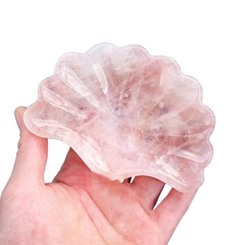 WAHOM 1 STÜCK Natürlicher geschnitzter Kristall Rosenquarz Muschelform Schale Heilstein Energie Edelstein Rosa Kristall Schüsselähnliches Objekt Ornament von WAHOM
