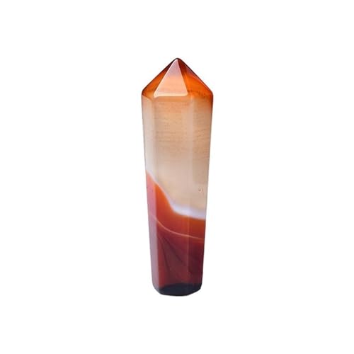 WAHOM 1PC Natürliche Karneol Sechseckige Säule Sardonyx Kristall Spitze Roter Achat Meditation Heilstein Turm Mineral Hause Dekoration von WAHOM