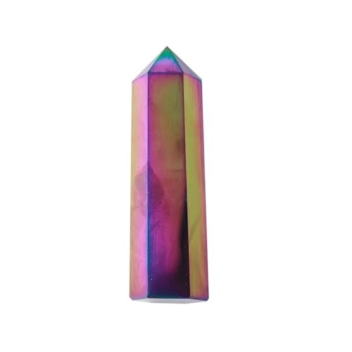 WAHOM Galvanisierender Regenbogen-Obsidian-Kristall, sechseckige Säule, Energie-Obelisk, natürlicher Kristall-Heilstein, Spitzenstab von WAHOM