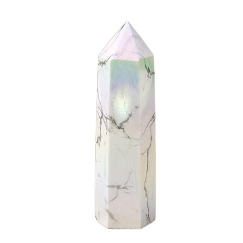 WAHOM Natürliche Aura Howlith Kristall Spitze Galvanik Zauberstab Meditation Heilstein Weißer Quarz Home Dekoration Reiki Turm Geschenke (Size : 70-80mm) von WAHOM
