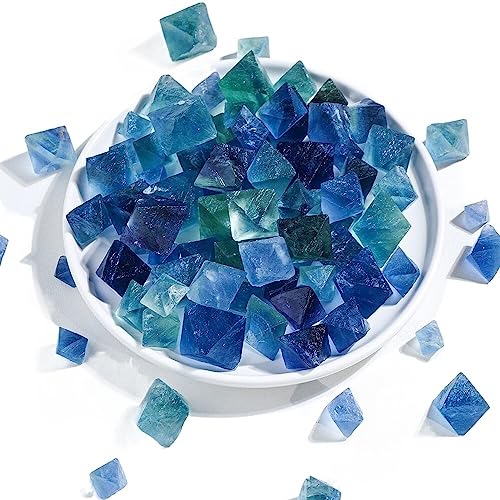 WAHOM Naturstein Blauer Fluorit Oktaeder Kristall Handwerk Heilstein Fluorit Edelstein Mineral Probe Heimdekoration Geschenk von WAHOM