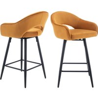 Wahson Office Chairs - 2er Set Barhocker 360°drehbar Barstuhl mit Rückenlehne Thekenhocker mit Metallbeine für Kücheninsel, Samt, Gelb von WAHSON OFFICE CHAIRS
