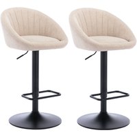 2er Set Barhocker Barstuhl aus Handtuchstoff Tresenhocker Höhenverstellbar für Kücheninsel, Beige von WAHSON OFFICE CHAIRS