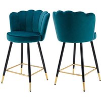 Wahson Office Chairs - Barhocker für Kücheninsel aus Samt mit Metallbeine Fußstütze Blaugrün 2er Set Wahson von WAHSON OFFICE CHAIRS