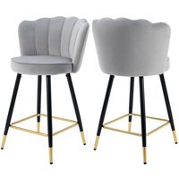 Wahson Office Chairs - Barhocker für Kücheninsel aus Samt mit Metallbeine Fußstütze Grau 2er Set Wahson von WAHSON OFFICE CHAIRS