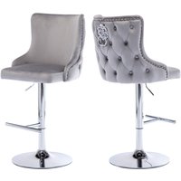 Wahson Office Chairs - Barhocker drehbar für Kücheninsel aus Samt Küchenhocker mit Lehne höhenverstellbar Grau 2er Set Wahson von WAHSON OFFICE CHAIRS