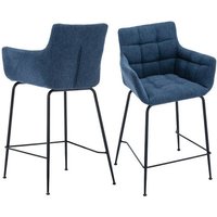 Wahson Office Chairs - 2er Set Barhocker aus Handtuchstoff Bistrohocker mit Rückenlehne und Metallbeine für Küche, Blau von WAHSON OFFICE CHAIRS