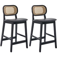 Barhocker Wahson aus Rattan gepolsterter Barstuhl höhenverstellbar Tresenhocker mit Holzbeine,Barstuehle für Kücheninsel, Schwarz 2er Set,Wahson von WAHSON OFFICE CHAIRS