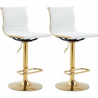 2er Set Barhocker höhenverstellbar Barstuhl aus PU-Leder Tresenhocker für Kücheninseln, Weiß von WAHSON OFFICE CHAIRS