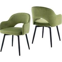 2er Set Esszimmerstühle Modern Küchenstühle 360° drehbar Polsterstuhl mit Metallbeine für Esszimmer, Samt, Grün von WAHSON OFFICE CHAIRS