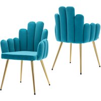 2er Set Esszimmerstühle Samt Polsterstuhl mit Metallbeine Küchenstuhl mit Rückenlehne für Esszimmer, Blau von WAHSON OFFICE CHAIRS