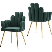 2er Set Esszimmerstühle Samt Polsterstuhl mit Metallbeine Küchenstuhl mit Rückenlehne für Esszimmer, Grün von WAHSON OFFICE CHAIRS