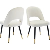 2er Set Esszimmerstühle aus Samt Küchenstühle mit Metallbeinen Polsterstuhl für Esszimmer, Beige von WAHSON OFFICE CHAIRS