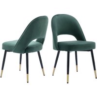 2er Set Esszimmerstühle aus Samt Küchenstühle mit Metallbeinen Polsterstuhl für Esszimmer, Grün von WAHSON OFFICE CHAIRS