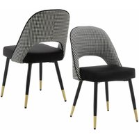 Wahson Office Chairs - 2er Set Esszimmerstühle aus Samt Küchenstühle mit Metallbeinen Polsterstuhl für Esszimmer, Schwarz von WAHSON OFFICE CHAIRS