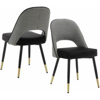 2er Set Esszimmerstühle aus Samt Küchenstühle mit Metallbeinen Polsterstuhl für Esszimmer, Schwarz von WAHSON OFFICE CHAIRS