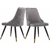 Wahson Office Chairs - 2er Set Esszimmerstühle aus Samt Polsterstuhl mit Metallbeine Küchenstühle für Esszimmer, Grau von WAHSON OFFICE CHAIRS