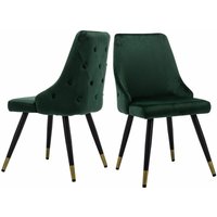 2er Set Esszimmerstühle aus Samt Polsterstuhl mit Metallbeine Küchenstühle für Esszimmer, Grün von WAHSON OFFICE CHAIRS