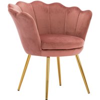 Armlehnstuhl Sessel Samt Polsterstuhl mit Goldenen Metallbeinen Schminkstuhl für Schlafzimmer, Samt, Rosa von WAHSON OFFICE CHAIRS