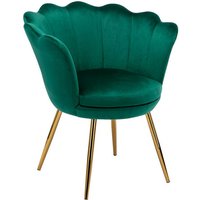 Armlehnstuhl Sessel Samt Polsterstuhl mit Goldenen Metallbeinen Schminkstuhl für Schlafzimmer, Samt, Grün von WAHSON OFFICE CHAIRS