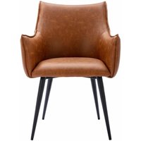 Relaxsessel aus PU-Leder, Armlehnstuhl Moderner Sessel Polsterstuhl mit Metallbeinen Einzelsessel für Wohnzimmer, Braun, Wahson von WAHSON OFFICE CHAIRS
