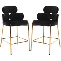 Wahson Office Chairs - Barhocker 2er Set, Barstühle Küchenstühle mit Metallgestell Tresenhocker aus Samt, Gebogene Rückenlehne, Schwarz Wahson Office Chairs - Barhocker 2er Set, Barstühle Küchenstühle mit Metallgestell Tresenhocker aus Samt, Gebogene Rückenlehne, Schwarz von WAHSON OFFICE CHAIRS