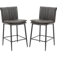 Barhocker 2er Set, Moderner Küchenhocker mit Lehne pu Leder Barstuhl Metallbeine Doppelschicht Kissen Thekenstühle für Kücheninsel, Grau von WAHSON OFFICE CHAIRS
