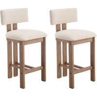 Barhocker 2er Set in Leinen weich gepolstert Retro rustikale Theke Stühle mit Holzrahmen für Home Bar Küche Theke, Beige, Wahson von WAHSON OFFICE CHAIRS