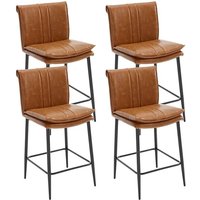 Barhocker 4er Set, Moderner Küchenhocker mit Lehne pu Leder Barstuhl Metallbeine Doppelschicht Kissen Thekenstühle für Hausbar, Braun Barhocker 4er Set, Moderner Küchenhocker mit Lehne pu Leder Barstuhl Metallbeine Doppelschicht Kissen Thekenstühle für Hausbar, Braun von WAHSON OFFICE CHAIRS