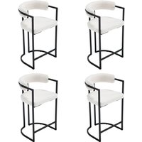 Barhocker 4er Set Samt Küchenhocker Barstühle mit schwarzen Metallbeinen Moderne Bistrohocker Frühstückshocker für Küch, Weiß von WAHSON OFFICE CHAIRS