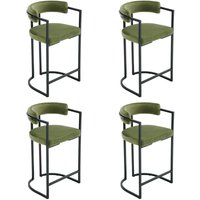 Barhocker 4er Set Samt Küchenhocker Barstühle mit schwarzen Metallbeinen Moderne Bistrohocker Frühstückshocker für Küche, Grün von WAHSON OFFICE CHAIRS