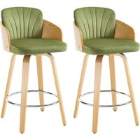 Wahson Office Chairs - Barhocker für Küche Esszimmer Wohnzimmer Drehbar aus Samt mit Holzbeinen Gepolsterte Grün 2er Set Wahson von WAHSON OFFICE CHAIRS