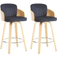 Barhocker für Küche Esszimmer Wohnzimmer Drehbar aus Samt mit Holzbeinen Gepolsterte Schwarz 2er Set Wahson von WAHSON OFFICE CHAIRS