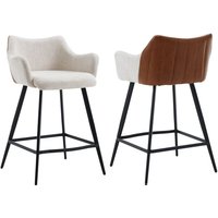 Barhocker für Küche aus Leinen Kunstleder mit Lehne Beige 2er Set Wahson von WAHSON OFFICE CHAIRS