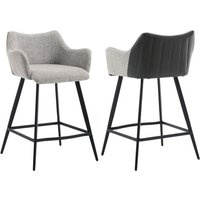 Barhocker für Küche aus Leinen Kunstleder mit Lehne Grau 2er Set Wahson von WAHSON OFFICE CHAIRS
