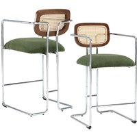 Barhocker für Küche aus Rattan und Teddystoff mit Lehne Metallgestell Sitzfläche Grün 2er Set Wahson Barhocker für Küche aus Rattan und Teddystoff mit Lehne Metallgestell Sitzfläche Grün 2er Set Wahson von WAHSON OFFICE CHAIRS