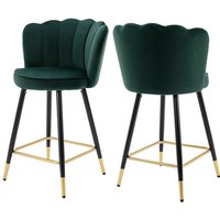 Barhocker für Kücheninsel aus Samt mit Metallbeine Fußstütze Grün 2er Set Wahson von WAHSON OFFICE CHAIRS