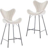 Barstuhl 2er Set Chenille Barhocker mit Lehne Küchenhocker für Kücheninsel Moderne Tresenhocker für Küche Esszimmer Hafermilch, Wahson von WAHSON OFFICE CHAIRS