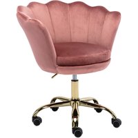 Bürostuhl Höhenverstellbar Drehstuhl mit Rollen Computerstuhl Schreibtischstuhl für Wohnzimmer, Samt, Rosa von WAHSON OFFICE CHAIRS