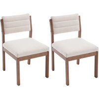 Esszimmerstühle 2er Set, Vintage Stuhl Küchenstuhl mit Leinen Polsterstuhl mit Holzbeine Esszimmerstuhl für Wohnzimmer, Beige, Wahson von WAHSON OFFICE CHAIRS