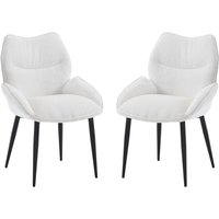Esszimmerstühle 2er Set, gepolstert Küchenstühle aus Chenille mit Metallbeinen, Empfangsstühle mit Rückenlehne für Esszimmer Wohnzimmer Balkon, Weiß, von WAHSON OFFICE CHAIRS