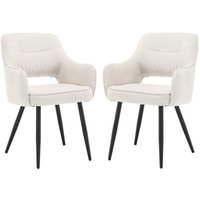 Esszimmerstühle 2er Set Küchenstühle mit Metallbeinen Moderner Polsterstuhl mit Armlehnen für Esszimmer/Wohnzimmer, Chenille, Beige von WAHSON OFFICE CHAIRS