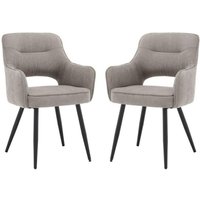 Esszimmerstühle 2er Set Küchenstühle mit Metallbeinen Moderner Polsterstuhl mit Armlehnen für Esszimmer/Wohnzimmer, Chenille, Grau von WAHSON OFFICE CHAIRS
