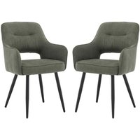 Esszimmerstühle 2er Set Küchenstühle mit Metallbeinen Moderner Polsterstuhl mit Armlehnen für Esszimmer/Wohnzimmer, Chenille, Grün von WAHSON OFFICE CHAIRS